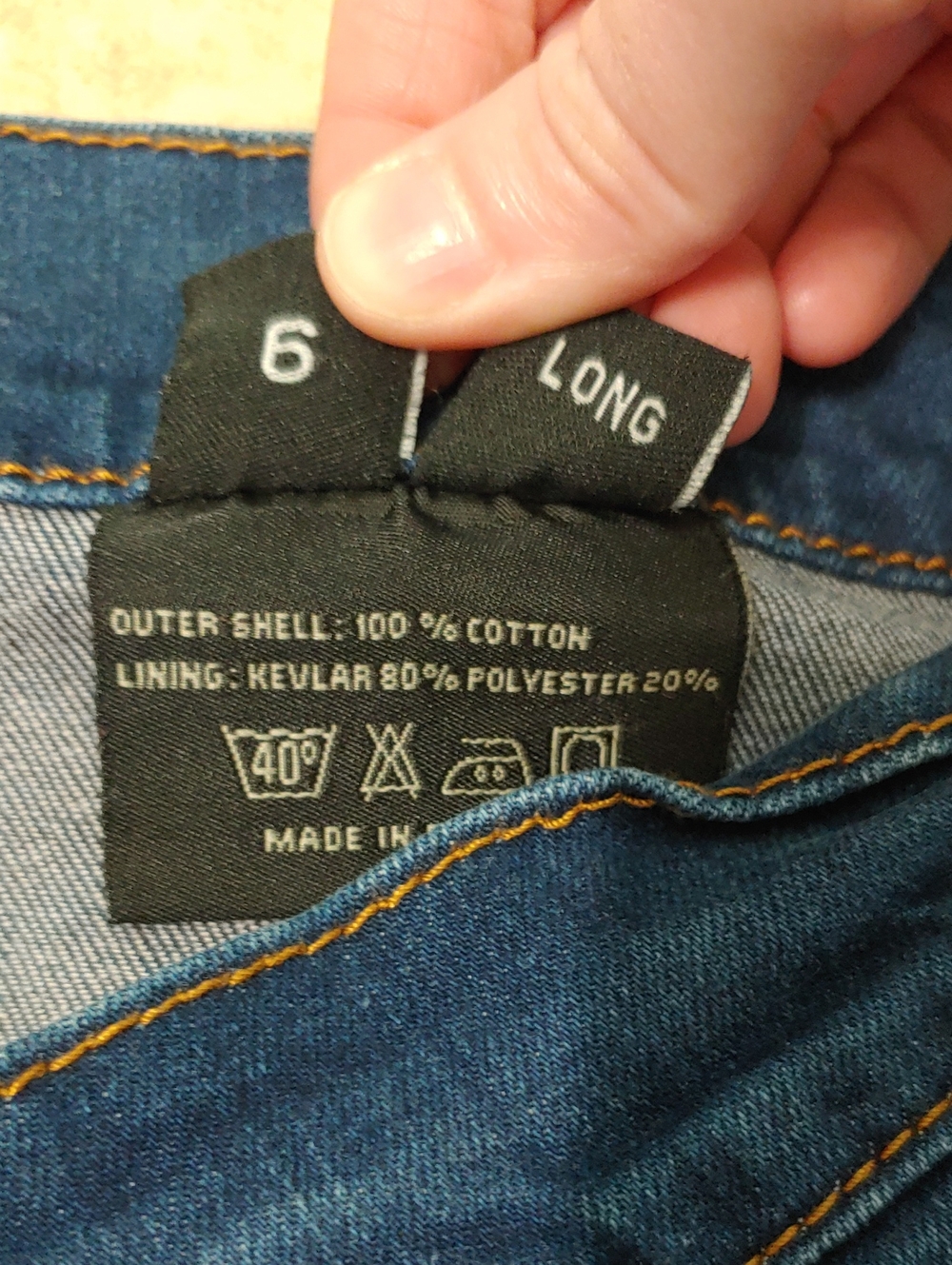 Sliders Jeans Womens Kevlar Lined Motorcycle Riding Pants Size 6 Long - Picture 8 of 8